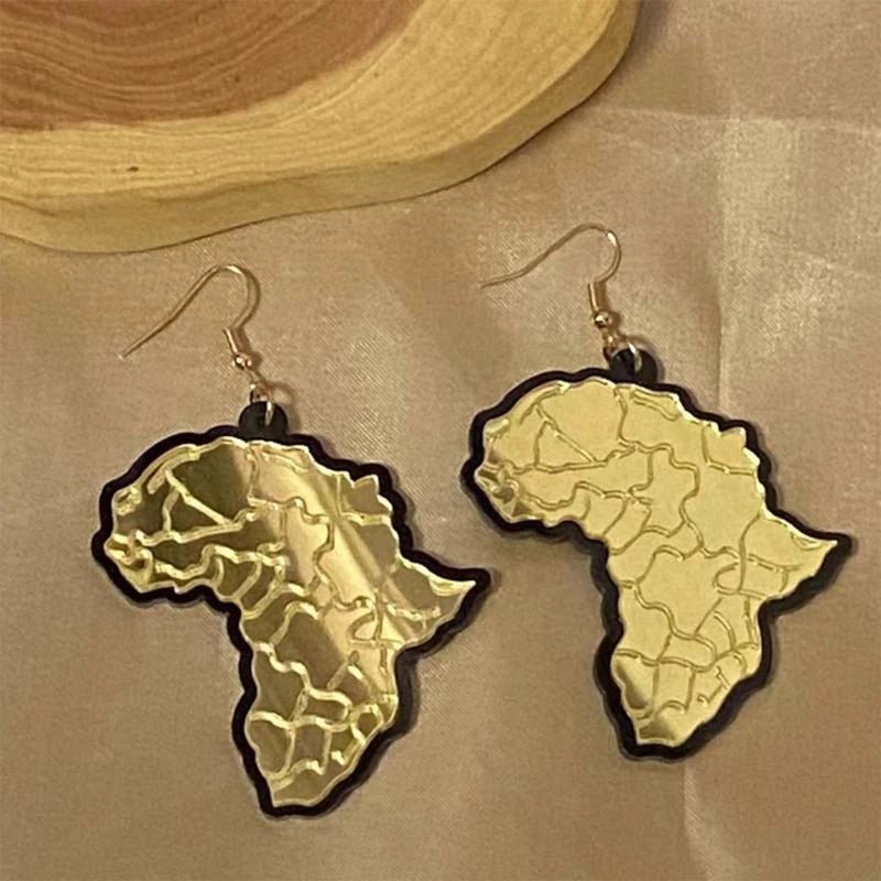 Africa Map Drop Earring Vintage Acrylic Map Dangle Earring Exaggerate Style Fishhook Earring Jewelry for Party Birthday - Flexi Africa - Free Delivery Worldwide only at www.flexiafrica.com