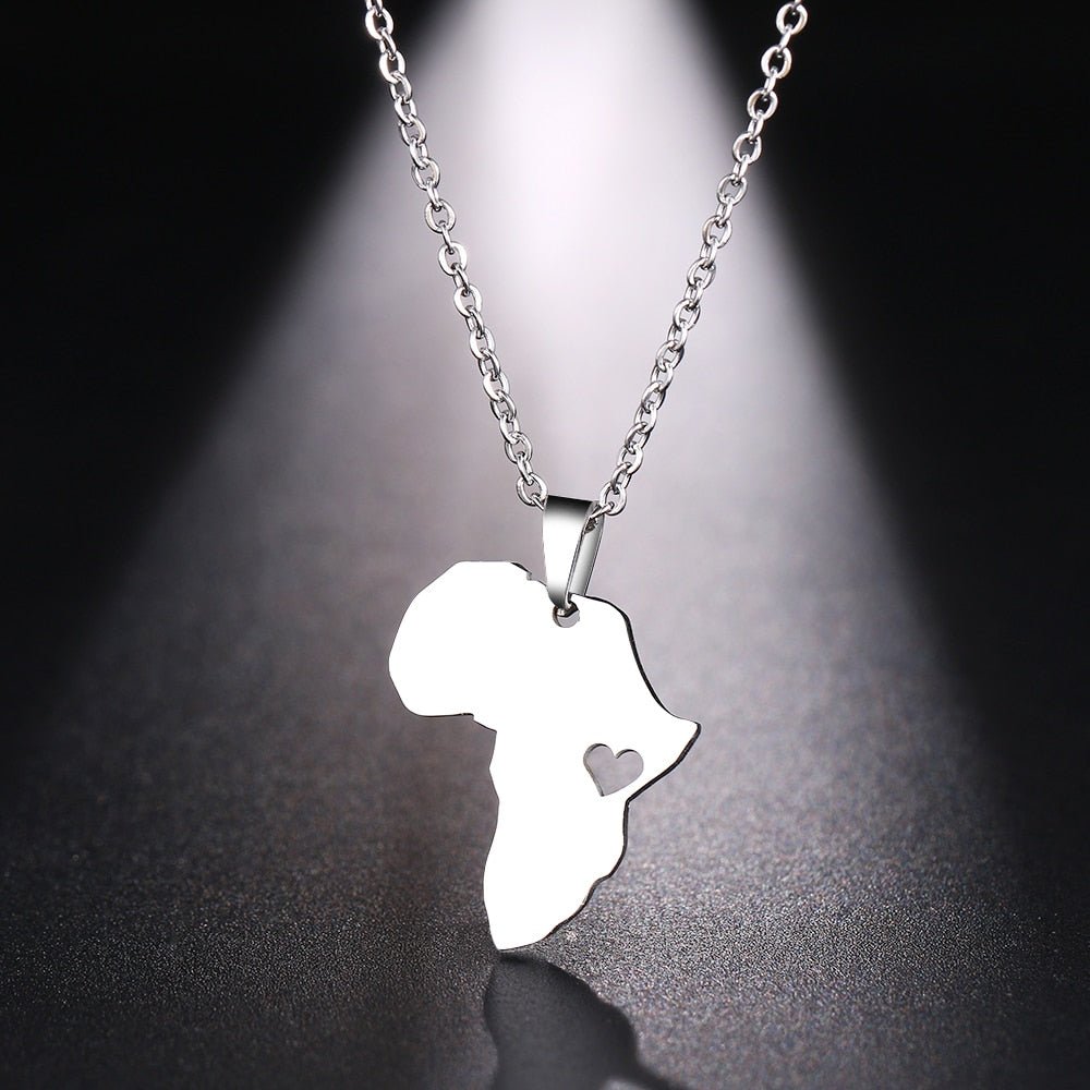 Africa Map Gold Pendant Necklace 45cm Stainless Steel Engagement Jewelry - Flexi Africa - Flexi Africa offers Free Delivery Worldwide - Vibrant African traditional clothing showcasing bold prints and intricate designs