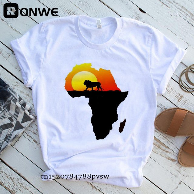 Africa Map Graphic Women's T-Shirt - Chic White Tee for Streetwear & Summer Style - Flexi Africa - Free Delivery Postage