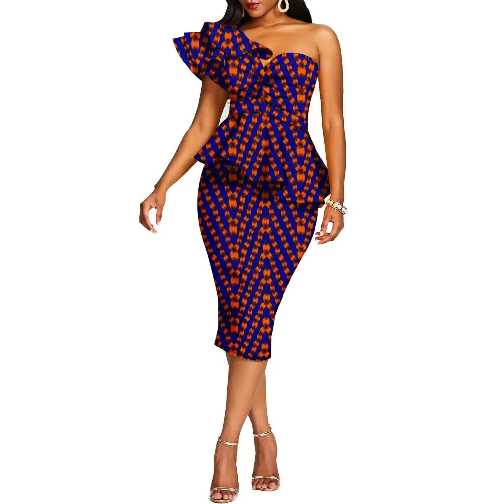 African 2 Piece Set for Women Crop Top + Print Skrit Set Ankara Clothing Dashiki Outfits Blouse Shirt Midi Skirt Casual S1926100 - Free Delivery Worldwide only at Flexi Africa