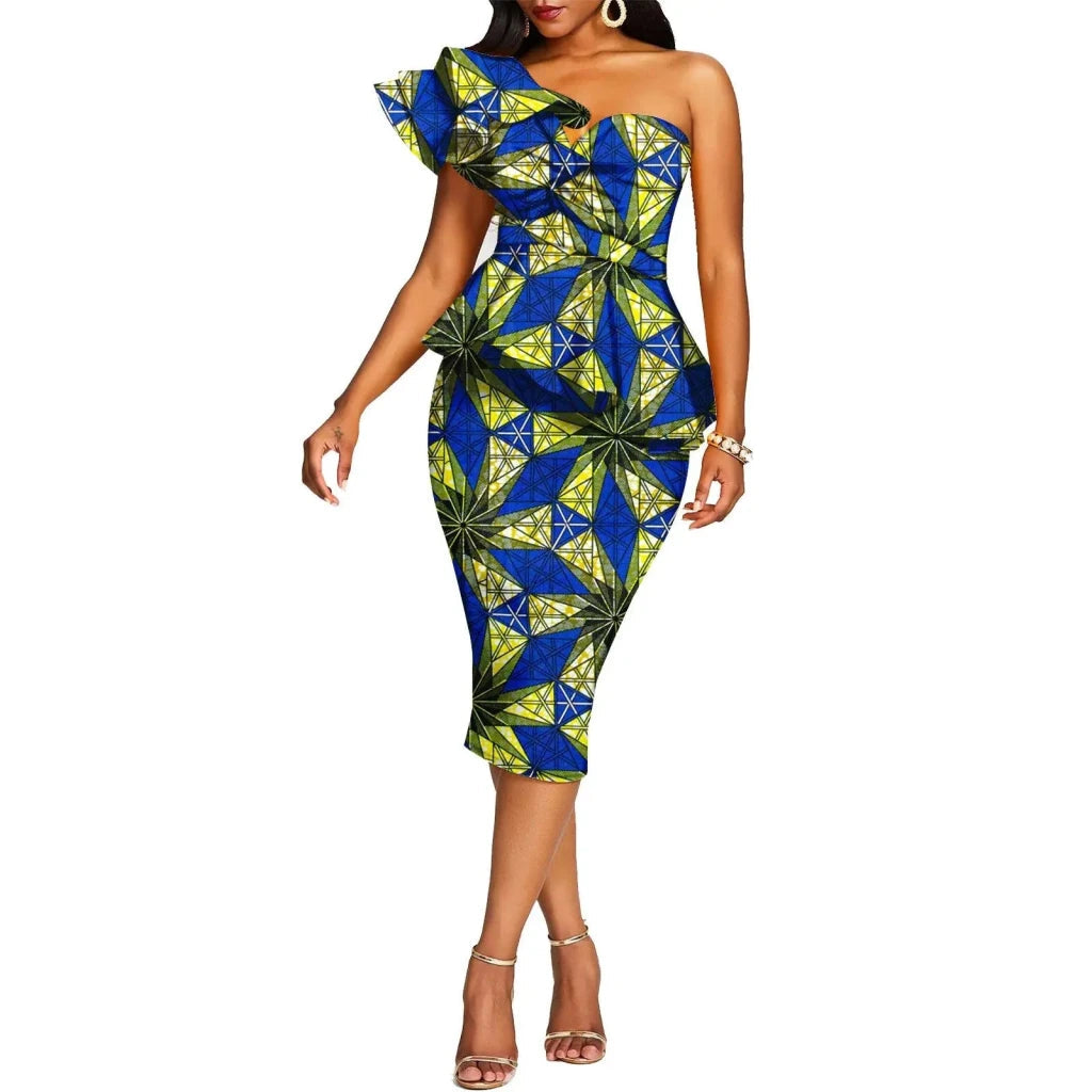 African 2 Piece Set for Women Crop Top + Print Skrit Set Ankara Clothing Dashiki Outfits Blouse Shirt Midi Skirt Casual S1926100 - Free Delivery Worldwide only at Flexi Africa