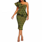 African 2 Piece Set for Women Crop Top + Print Skrit Set Ankara Clothing Dashiki Outfits Blouse Shirt Midi Skirt Casual S1926100 - Free Delivery Worldwide only at Flexi Africa