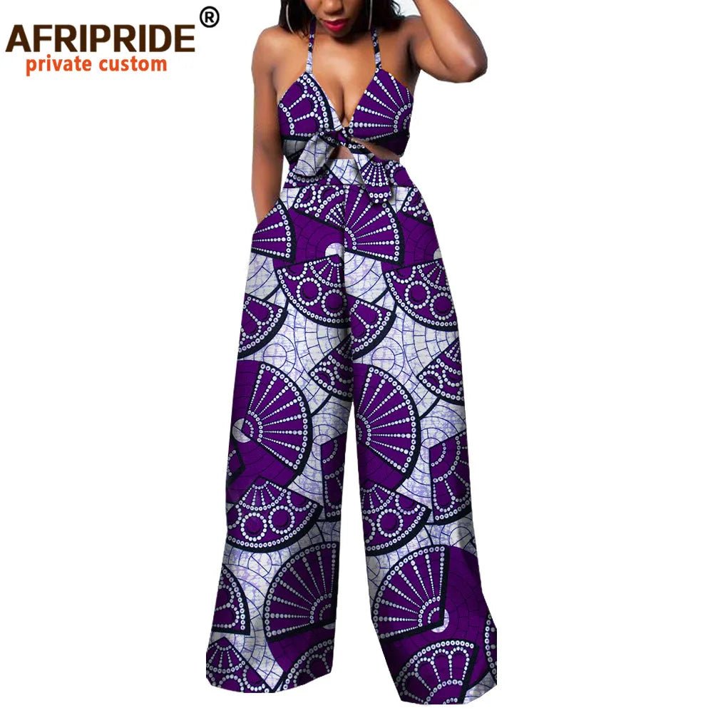 African 2 Piece Set for Women Dashiki Strapless Short Top+full Length Print Pants Ankara Clothing Attire AFRIPRIDE A1826005 - Free Delivery Worldwide only at Flexi Africa