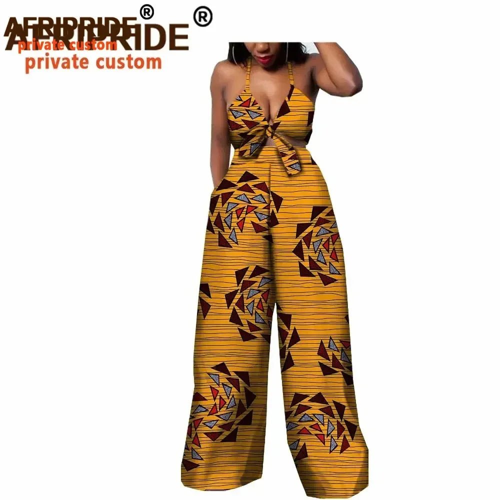 African 2 Piece Set for Women Dashiki Strapless Short Top+full Length Print Pants Ankara Clothing Attire AFRIPRIDE A1826005 - Free Delivery Worldwide only at Flexi Africa