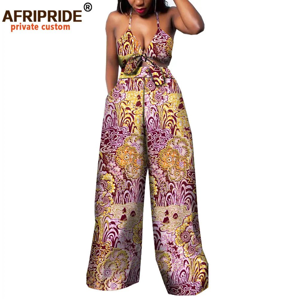 African 2 Piece Set for Women Dashiki Strapless Short Top+full Length Print Pants Ankara Clothing Attire AFRIPRIDE A1826005 - Free Delivery Worldwide only at Flexi Africa