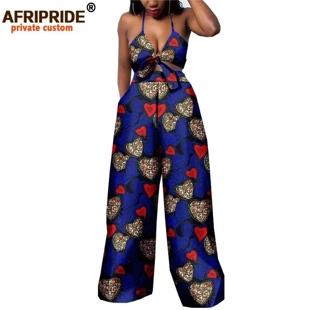 African 2 Piece Set for Women Dashiki Strapless Short Top+full Length Print Pants Ankara Clothing Attire AFRIPRIDE A1826005 - Free Delivery Worldwide only at Flexi Africa
