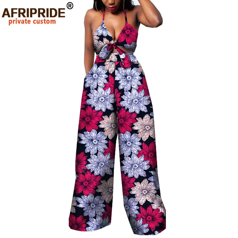 African 2 Piece Set for Women Dashiki Strapless Short Top+full Length Print Pants Ankara Clothing Attire AFRIPRIDE A1826005 - Free Delivery Worldwide only at Flexi Africa