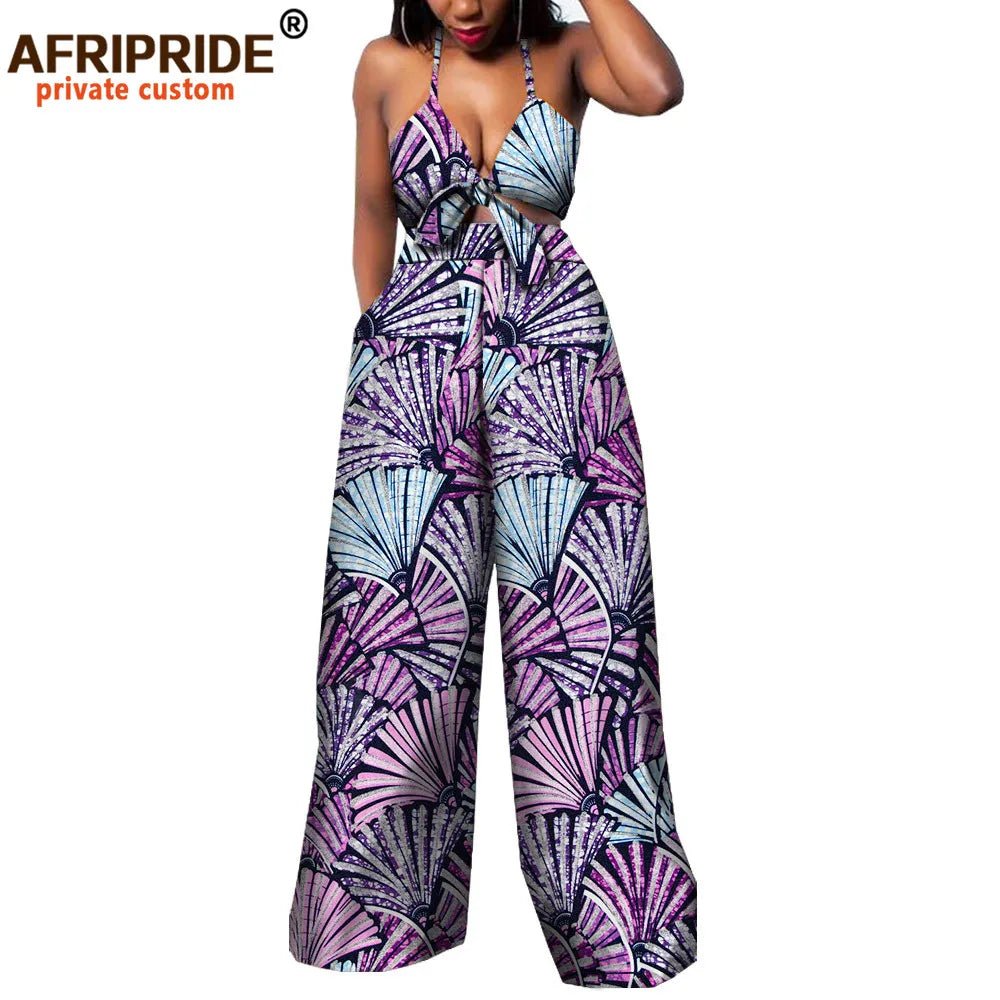 African 2 Piece Set for Women Dashiki Strapless Short Top+full Length Print Pants Ankara Clothing Attire AFRIPRIDE A1826005 - Free Delivery Worldwide only at Flexi Africa