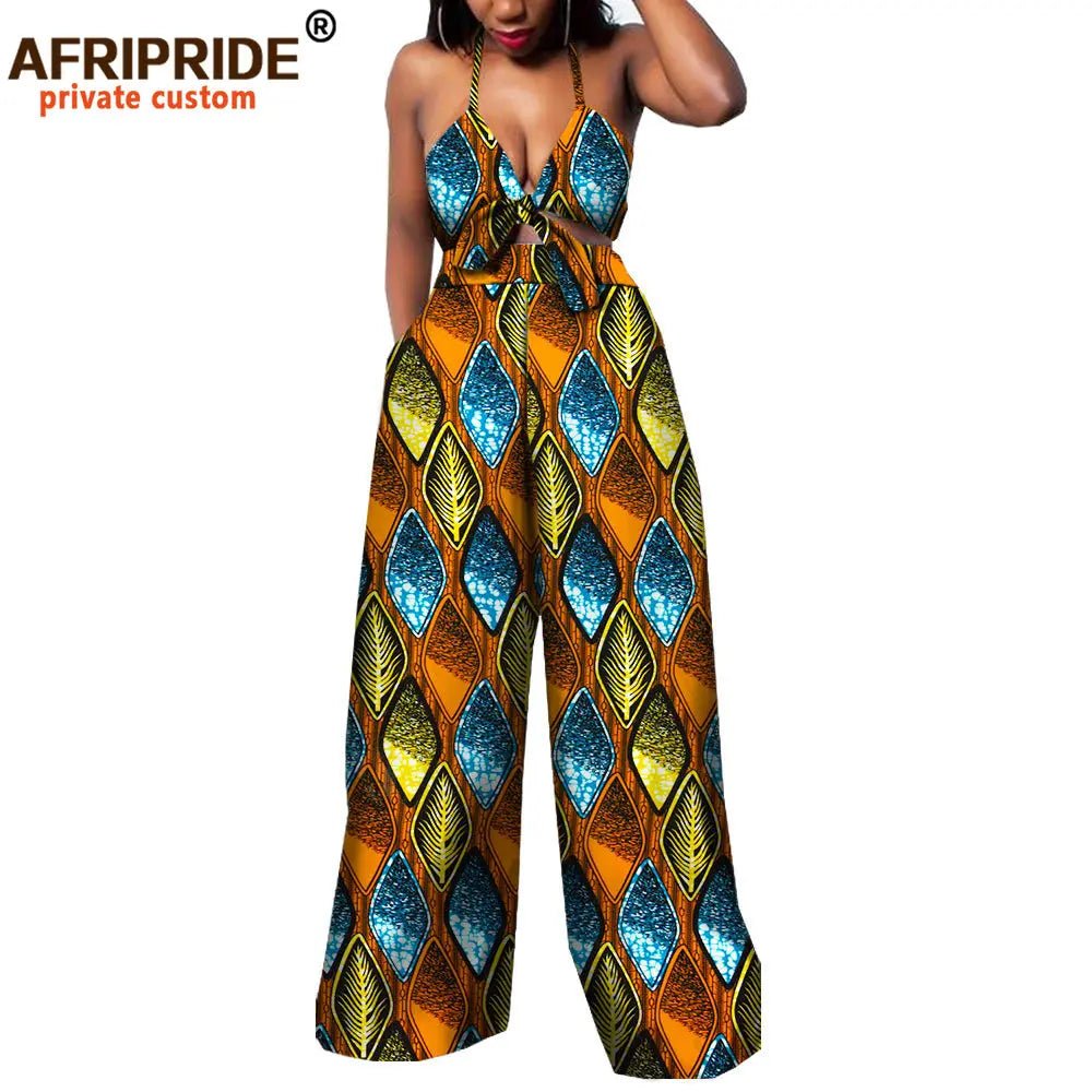 African 2 Piece Set for Women Dashiki Strapless Short Top+full Length Print Pants Ankara Clothing Attire AFRIPRIDE A1826005 - Free Delivery Worldwide only at Flexi Africa