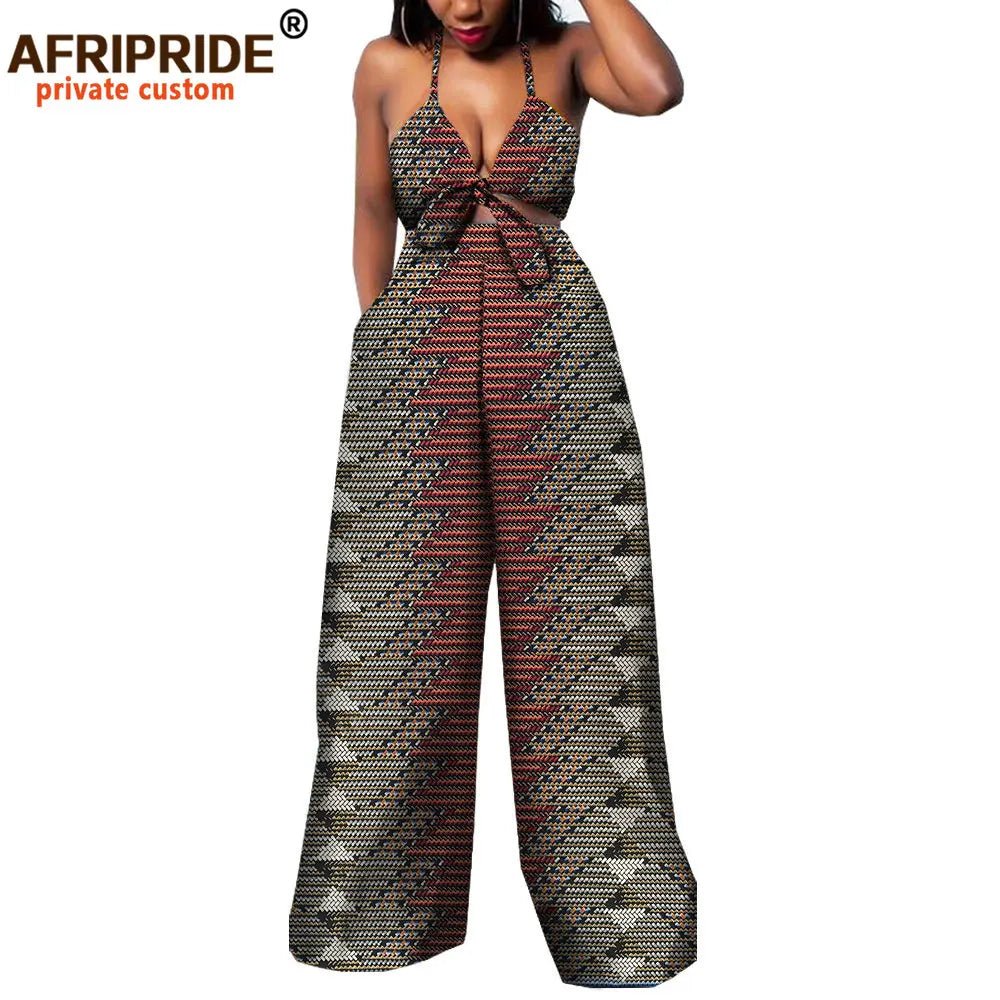 African 2 Piece Set for Women Dashiki Strapless Short Top+full Length Print Pants Ankara Clothing Attire AFRIPRIDE A1826005 - Free Delivery Worldwide only at Flexi Africa