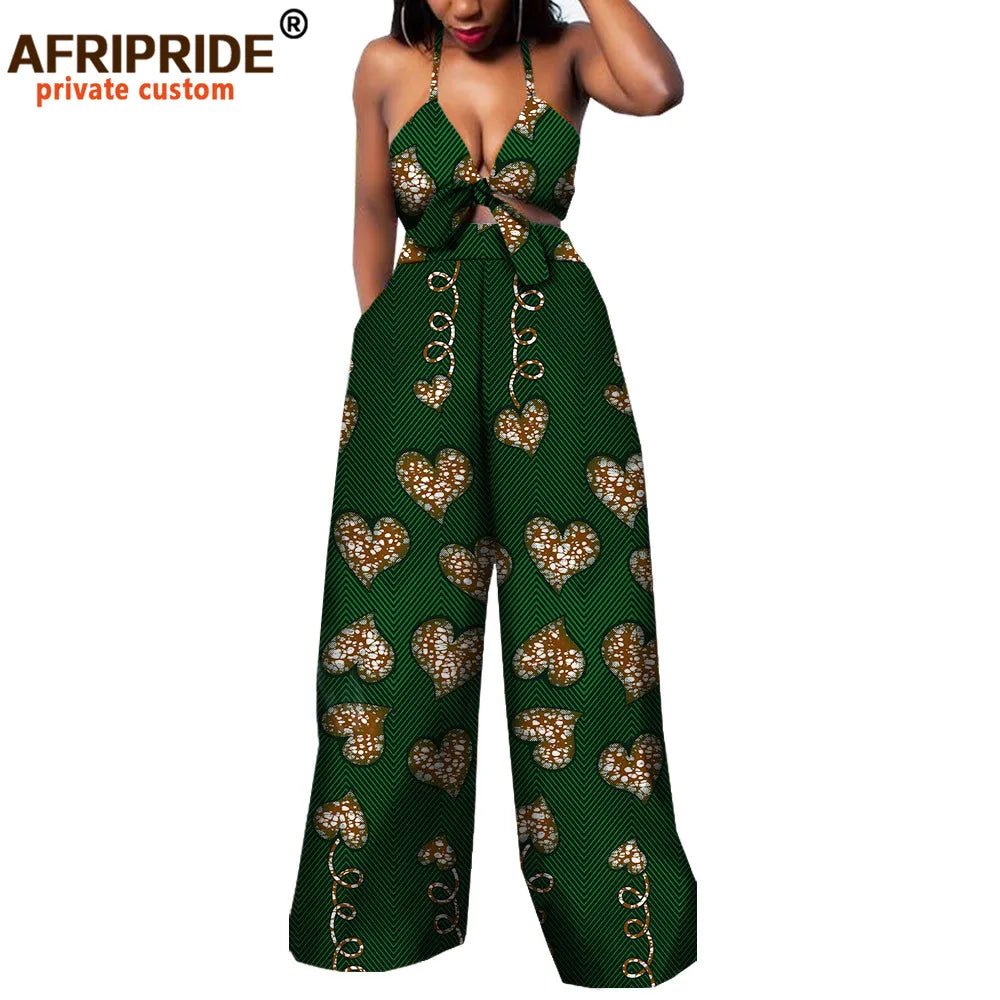 African 2 Piece Set for Women Dashiki Strapless Short Top+full Length Print Pants Ankara Clothing Attire AFRIPRIDE A1826005 - Free Delivery Worldwide only at Flexi Africa
