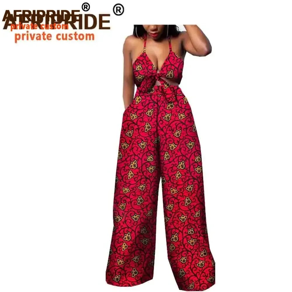 African 2 Piece Set for Women Dashiki Strapless Short Top+full Length Print Pants Ankara Clothing Attire AFRIPRIDE A1826005 - Free Delivery Worldwide only at Flexi Africa