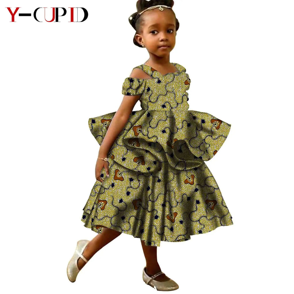 African Ankara Girls Dress - Ruffles Bazin Kids Party Dress Flexi Africa African Ankara Girls Dress - Ruffles Bazin Kids Party Dress Flexi Africa