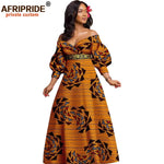African Ankara Off Shoulder Maxi Dress – Deep V - Neck High Waist Long Dress - Free Delivery Worldwide only at Flexi Africa