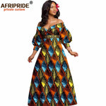 African Ankara Off Shoulder Maxi Dress – Deep V - Neck High Waist Long Dress - Free Delivery Worldwide only at Flexi Africa