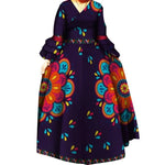 African Ankara Print Long Dress for Women – Draped Bazin Riche Dashiki Style - Free Delivery Worldwide only at Flexi Africa