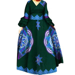 African Ankara Print Long Dress for Women – Draped Bazin Riche Dashiki Style - Free Delivery Worldwide only at Flexi Africa