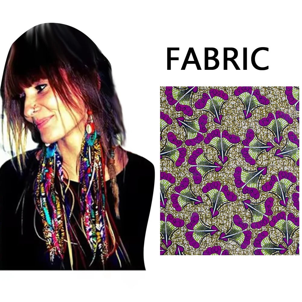 African Ankara Tassel Earrings – Handmade Boho Long Tribal Fabric Jewelry - Free Delivery Worldwide only at Flexi Africa