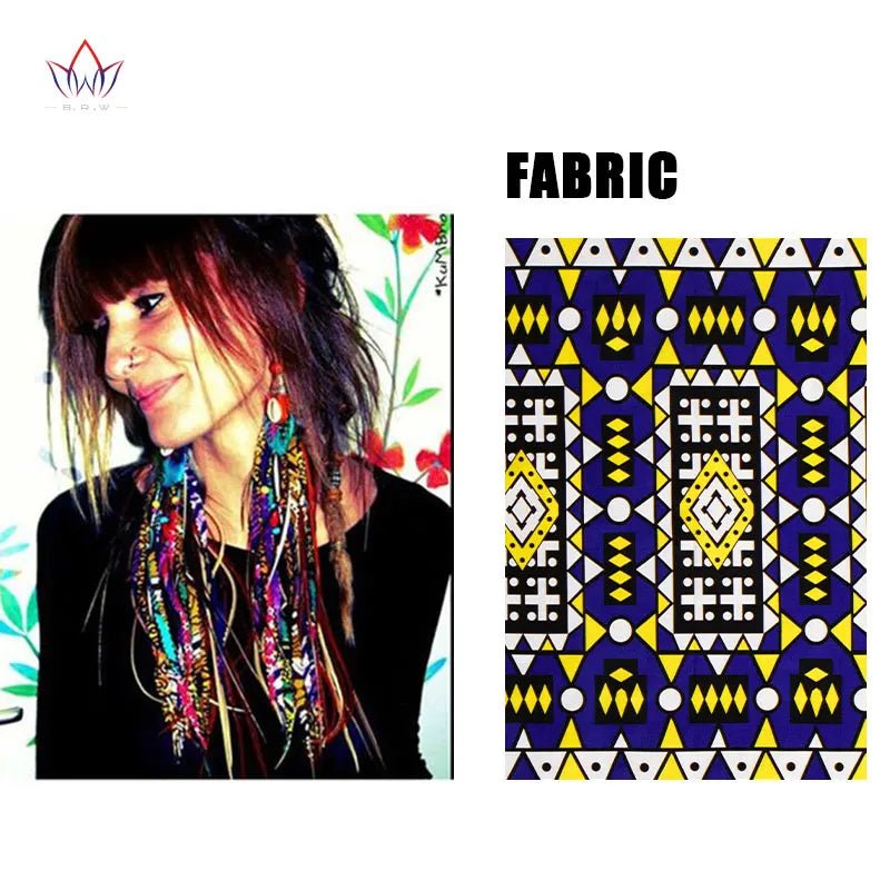 African Ankara Tassel Earrings – Handmade Boho Long Tribal Fabric Jewelry - Free Delivery Worldwide only at Flexi Africa