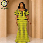 African Ankara Wax Print Flare Top & Maxi Skirt 2PC Set – Women's Casual Outfit - Free Delivery Worldwide only at Flexi Africa