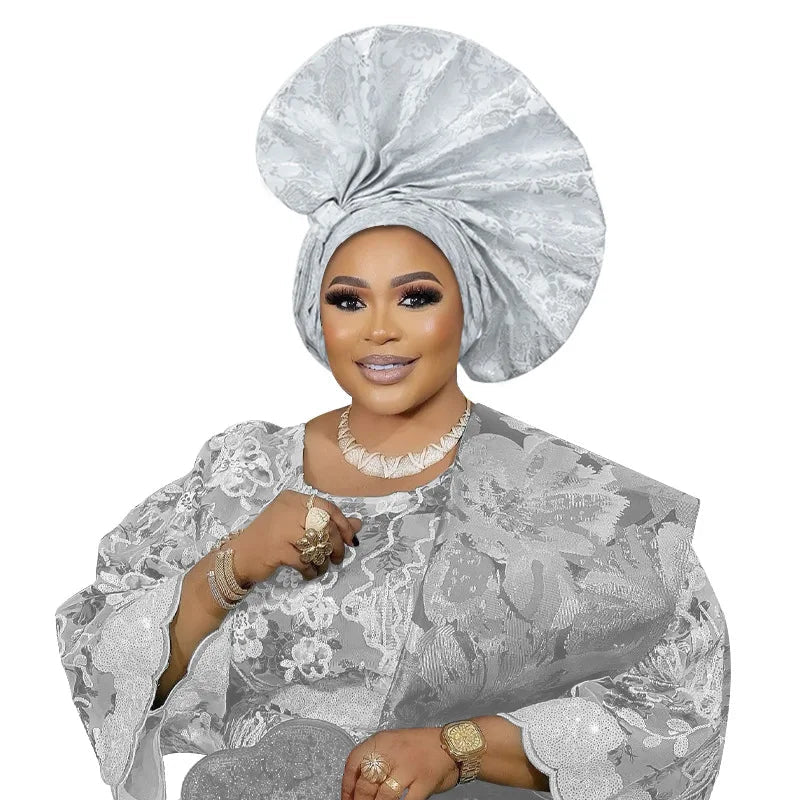 African Auto Gele Headwrap – Bold Fan - Shaped Ready - Made Headtie for Women - Free Delivery Worldwide only at Flexi Africa