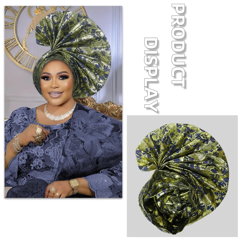 African Auto Gele Headwrap – Bold Fan - Shaped Ready - Made Headtie for Women - Free Delivery Worldwide only at Flexi Africa