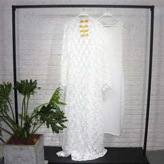 African Autumn Elegance: Plus Size Lace Long Dress with Inner White Dress - Flexi Africa - Free Delivery www.flexiafrica.com