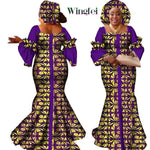 African Bazin Long Dress for Women – New Fashion Design Maxi Gown with Matching Scarf - Free Delivery Worldwide only at Flexi Africa
