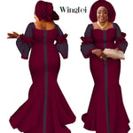 African Bazin Long Dress for Women – New Fashion Design Maxi Gown with Matching Scarf - Free Delivery Worldwide only at Flexi Africa