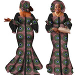 African Bazin Long Dress for Women – New Fashion Design Maxi Gown with Matching Scarf - Free Delivery Worldwide only at Flexi Africa