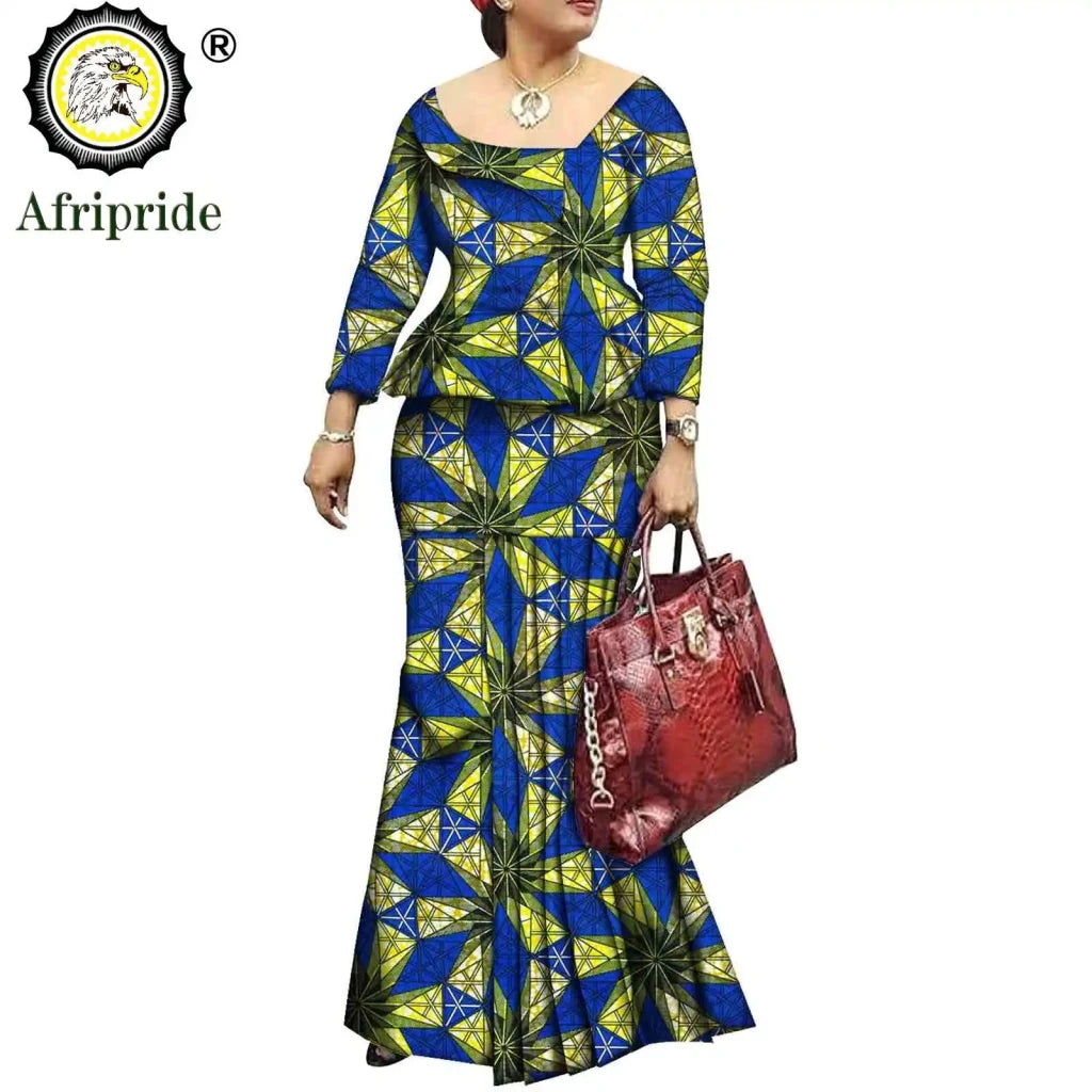 African Bazin Riche Ankara Dashiki Dress for Women – Pure Cotton Wax Batik Print Dress - Free Delivery Worldwide only at Flexi Africa