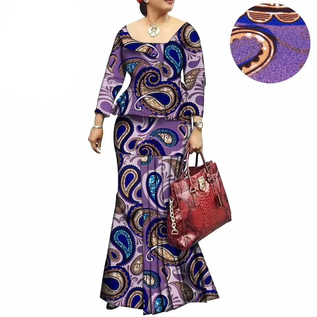 African Bazin Riche Ankara Dashiki Dress for Women – Pure Cotton Wax Batik Print Dress - Free Delivery Worldwide only at Flexi Africa