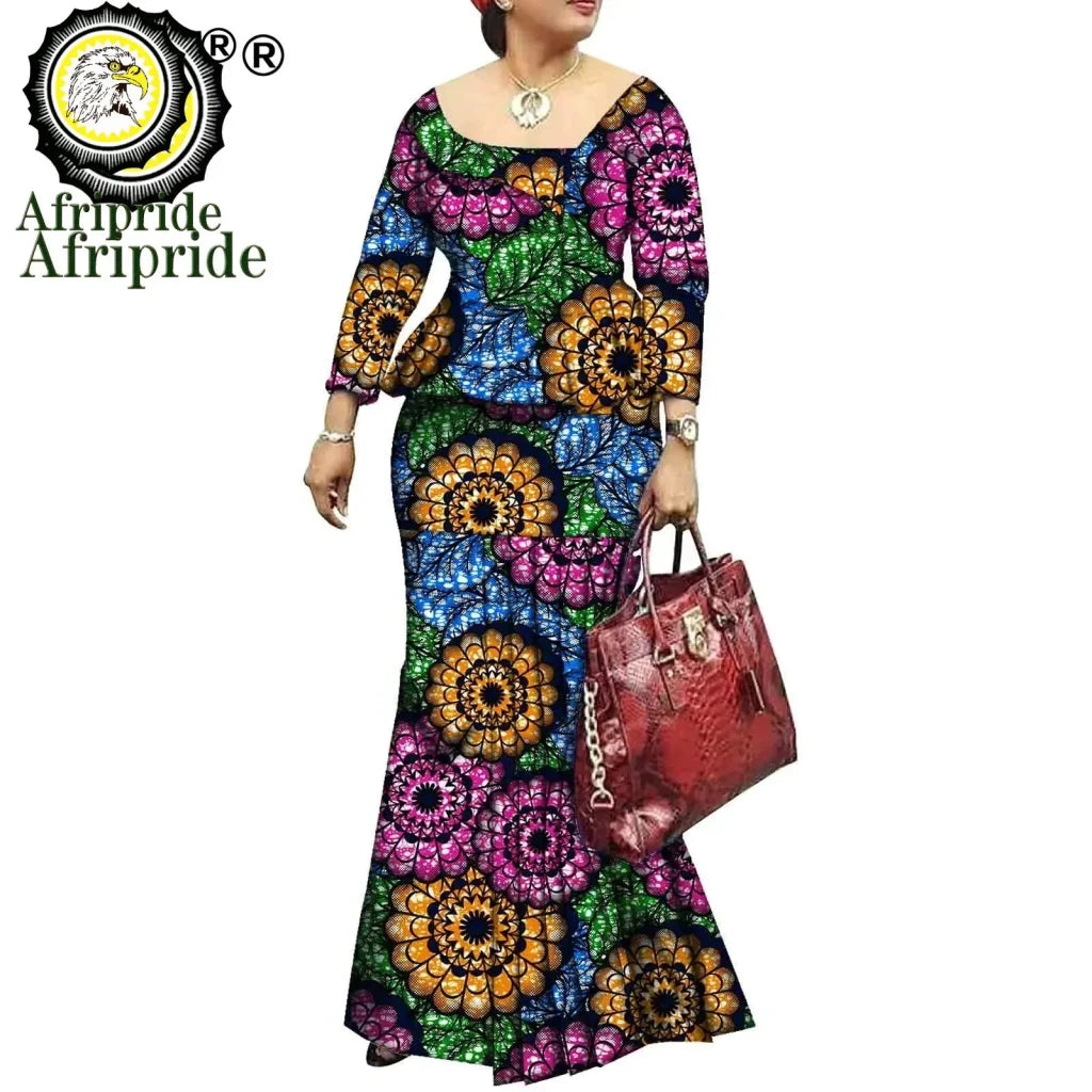 African Bazin Riche Ankara Dashiki Dress for Women – Pure Cotton Wax Batik Print Dress - Free Delivery Worldwide only at Flexi Africa
