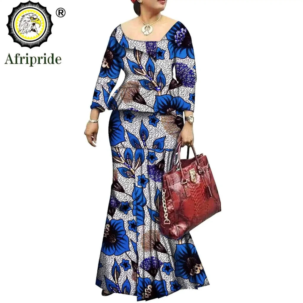 African Bazin Riche Ankara Dashiki Dress for Women – Pure Cotton Wax Batik Print Dress - Free Delivery Worldwide only at Flexi Africa