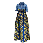 African Bazin Riche Maxi Skirt for Women – Dashiki - Inspired Long Summer Skirt with Belt - Free Delivery Worldwide only at Flexi Africa
