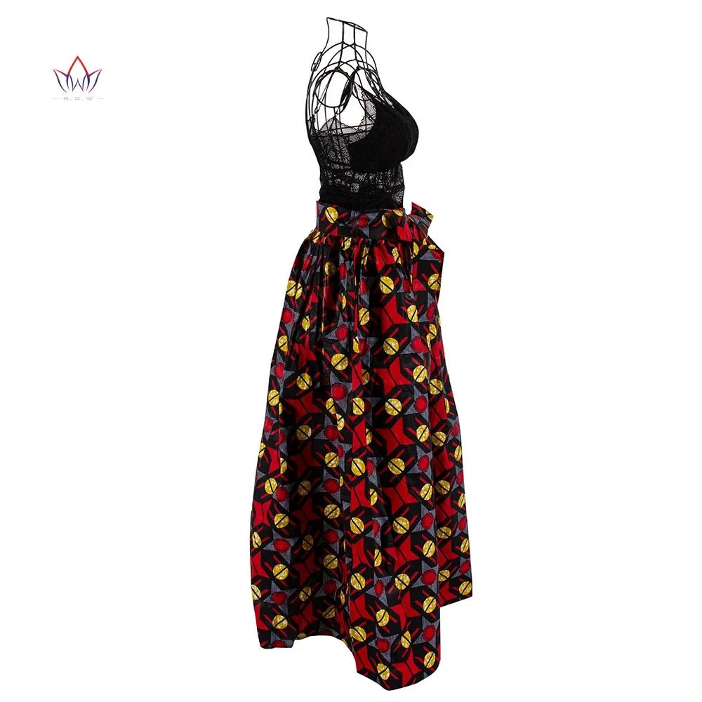 African Bazin Riche Maxi Skirt for Women – Dashiki - Inspired Long Summer Skirt with Belt - Free Delivery Worldwide only at Flexi Africa