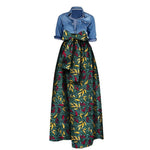 African Bazin Riche Maxi Skirt for Women – Dashiki - Inspired Long Summer Skirt with Belt - Free Delivery Worldwide only at Flexi Africa