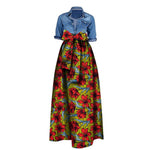 African Bazin Riche Maxi Skirt for Women – Dashiki - Inspired Long Summer Skirt with Belt - Free Delivery Worldwide only at Flexi Africa