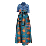 African Bazin Riche Maxi Skirt for Women – Dashiki - Inspired Long Summer Skirt with Belt - Free Delivery Worldwide only at Flexi Africa