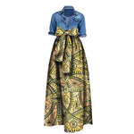 African Bazin Riche Maxi Skirt for Women – Dashiki - Inspired Long Summer Skirt with Belt - Free Delivery Worldwide only at Flexi Africa