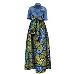 African Bazin Riche Maxi Skirt for Women – Dashiki - Inspired Long Summer Skirt with Belt - Free Delivery Worldwide only at Flexi Africa