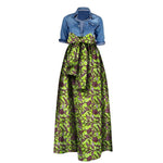 African Bazin Riche Maxi Skirt for Women – Dashiki - Inspired Long Summer Skirt with Belt - Free Delivery Worldwide only at Flexi Africa