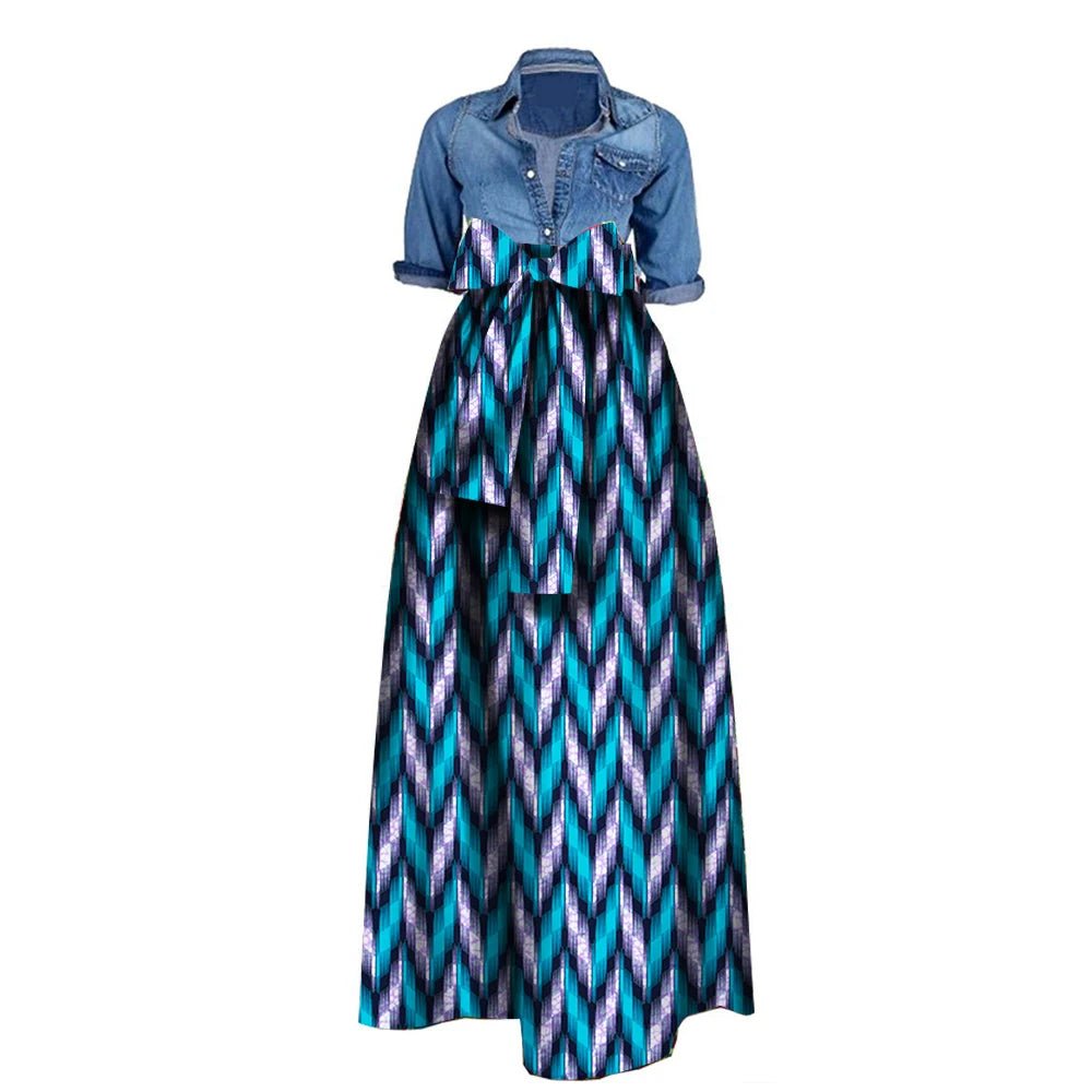 African Bazin Riche Maxi Skirt for Women – Dashiki - Inspired Long Summer Skirt with Belt - Free Delivery Worldwide only at Flexi Africa
