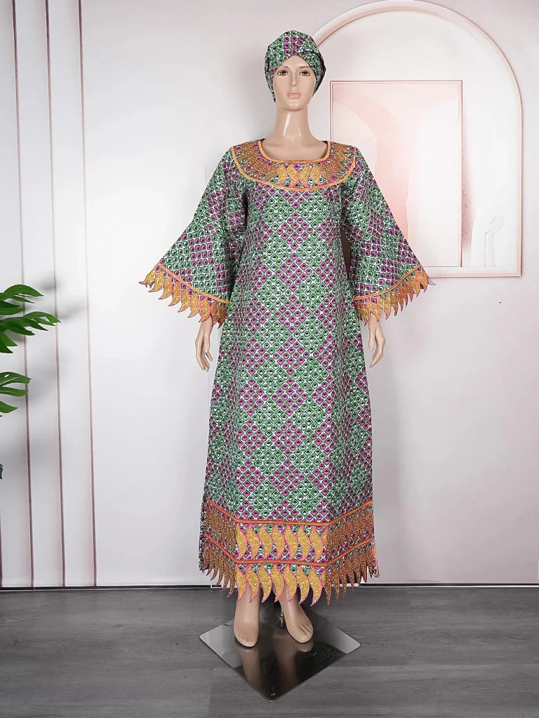 African Bazin Traditional Dress for Women – Premium Embroidered High - Quality Party & Wedding Occasion Gown - Free Delivery Worldwide only at Flexi Africa