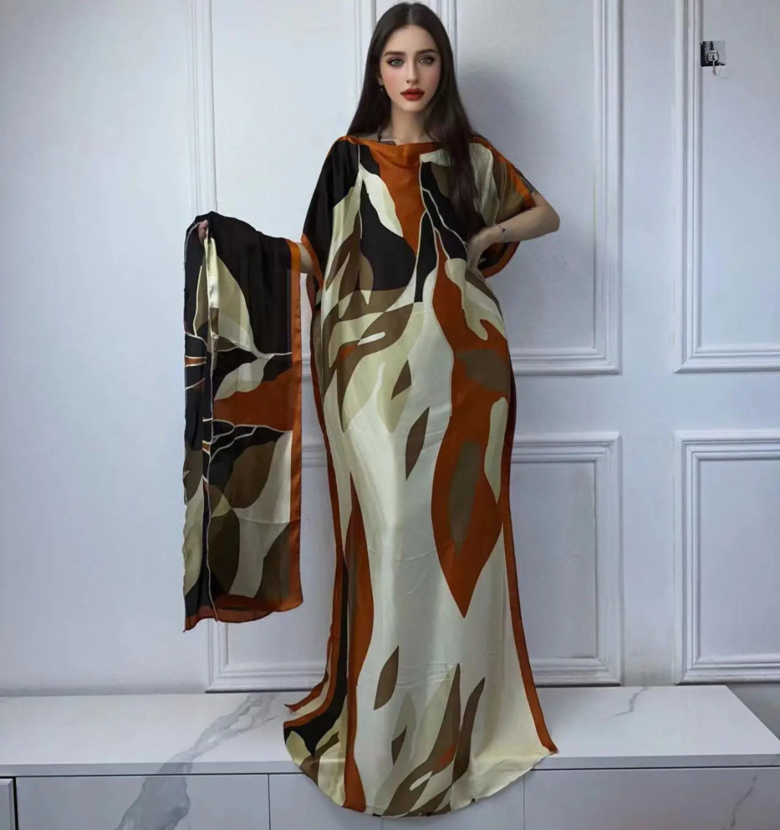 African Boho Summer Kaftan Dress – Printed Loose Fit with Belt, Beach & Holiday Wear - Free Delivery Worldwide only at Flexi Africa