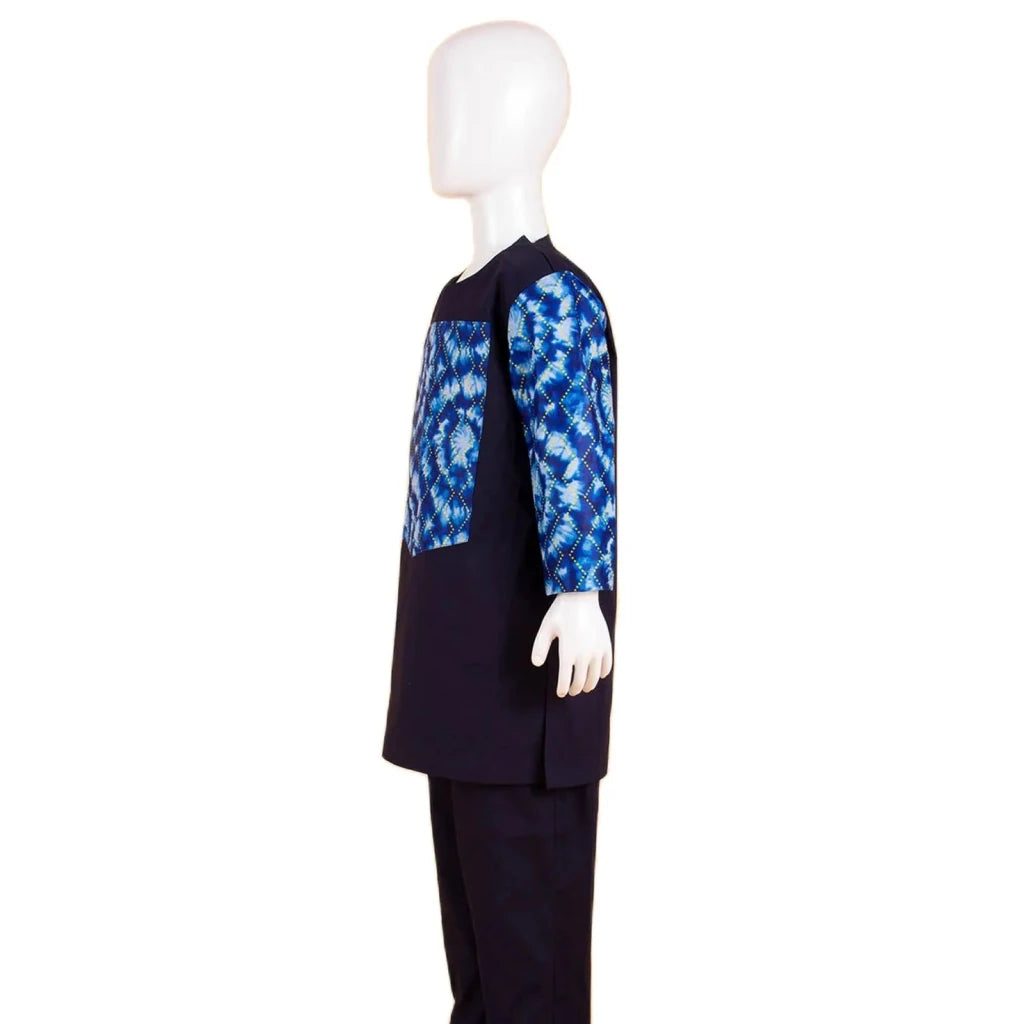 African Boys Ankara Print Top & Pants Set – Dashiki Kids Outfit in Bazin Riche African Style - Free Delivery Worldwide only at Flexi Africa