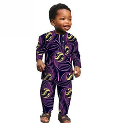 African Boys Cotton Clothes Wax Print Top and Pants Sets for Kids - Flexi Africa - Free Delivery Worldwide only at www.flexiafrica.com