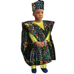 African Boys Dashiki Outfit Set – Bazin Riche Print Top & Pants - Free Delivery Worldwide only at Flexi Africa