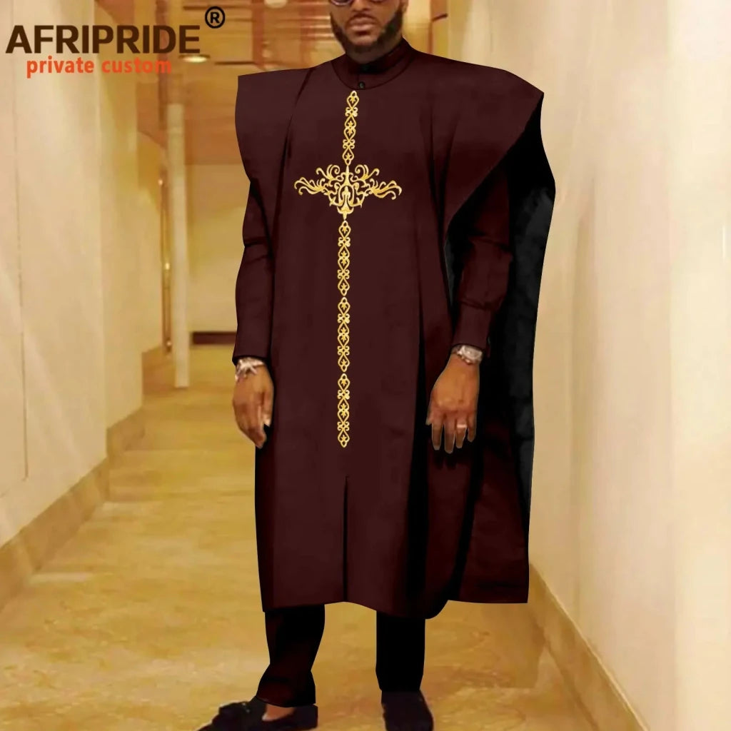 African Clothes for Men Robe Shirts and Pants Set Outfits Attire for Wedding - Free Delivery Worldwide only at Flexi Africa