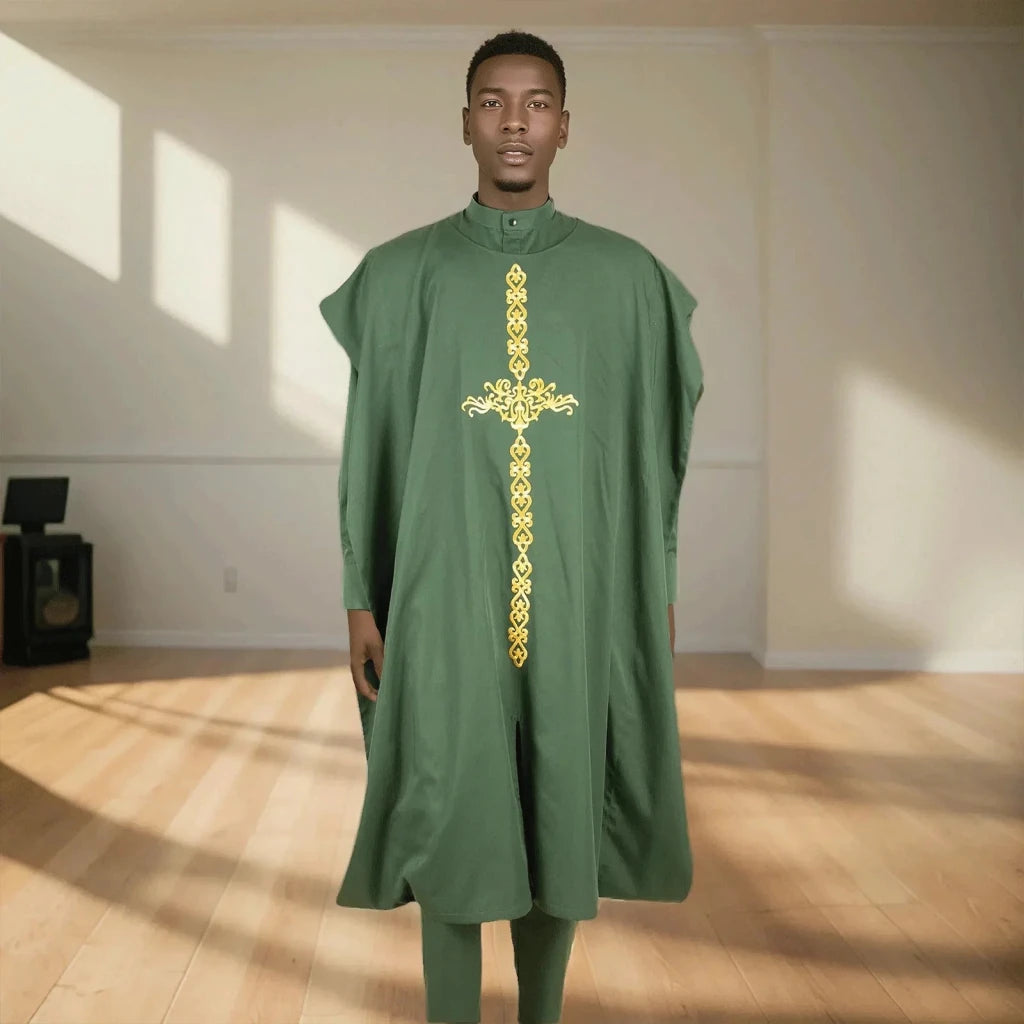 African Clothes for Men Robe Shirts and Pants Set Outfits Attire for Wedding - Free Delivery Worldwide only at Flexi Africa